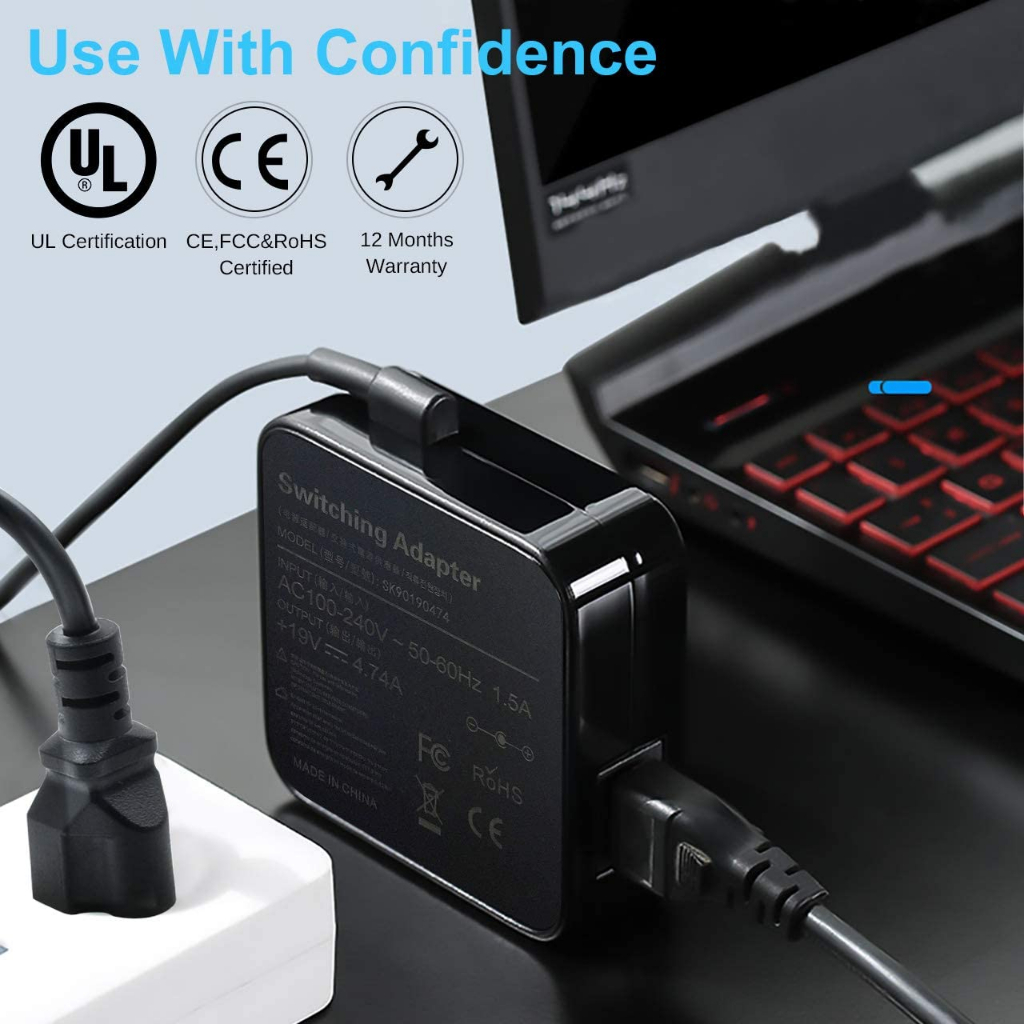 Charger Laptop ASUS A52F A53E A53S A53U A55A A55VD D550CA D550M D550MAV X555D X555DP X555B 19V 4.74A Lengkap dengan Kabel