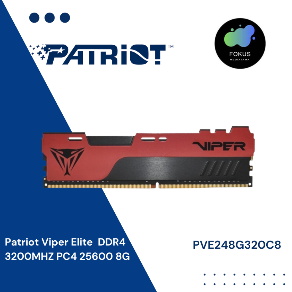 Patriot Viper Elite II 8GB PC RAM DDR4 3200MHZ PC4 25600 PVE248G320C8