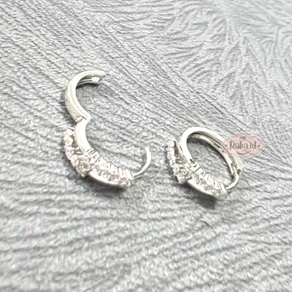 Anting Korean Style Anting Clip Bulat Motif Baris 2ss 1274