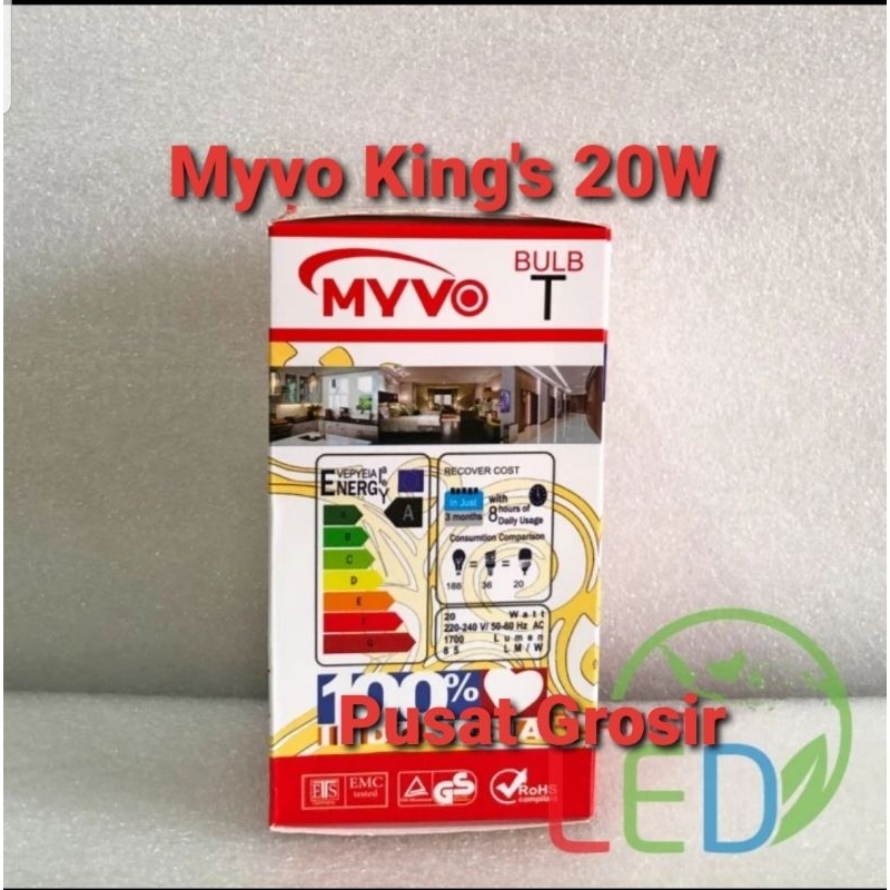 Lampu Led MYVO KING'S 20 Watt 20W Cahaya Putih 6500K &amp; Cahaya Kuning 3000K  Garansi 1 Tahun