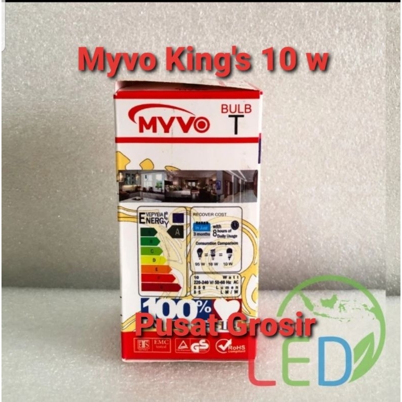 Lampu Led MYVO KING 10 Watt 10W Cahaya Putih 6500K &amp; Cahaya Kuning 3000K Garansi 1 Tahun