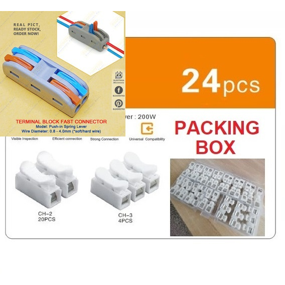 ORI Sambungan Kabel Listrik Quick Connect 2 or 3 Wire Connector Spring Terminal 200w or 3,000w