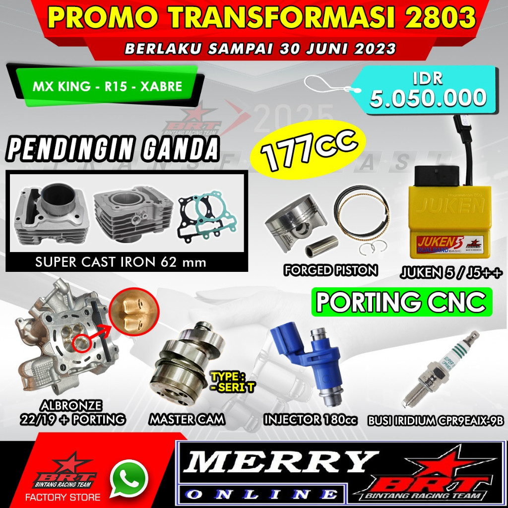 Promo 2803 BRT Bore Up Blok Mx King R15 V2 Xabre Vixion New Old 177cc