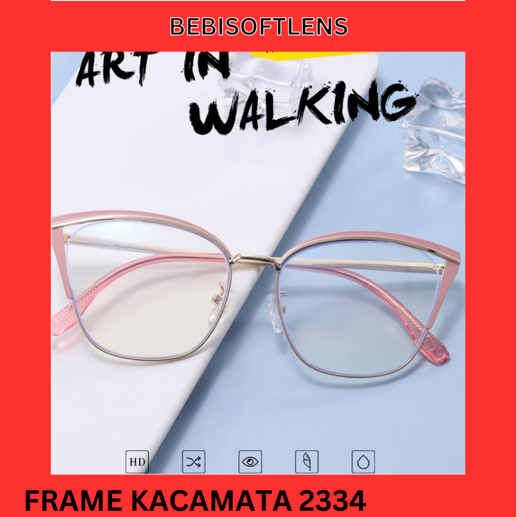 Kacamata Korea 2334 Kacamata Cat Eye, Kacamata Minus Normal , Kacamata Gaya Bluecromic Anti Radiasi Kaca Mata Minus Wanita Pria / BB