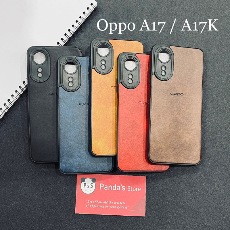 Leather Case Oppo A17 / A17K Softcase Kulit Elegan Casing Slim Fit