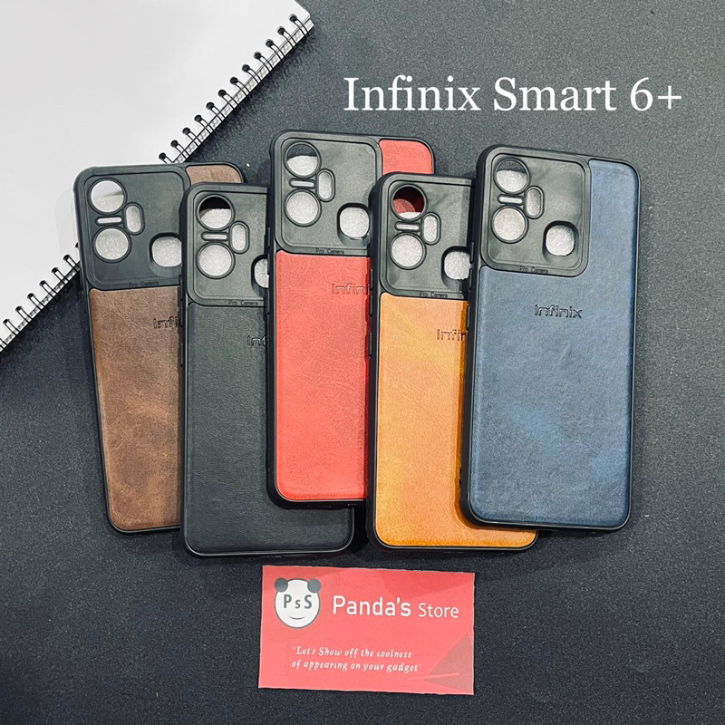 Leather Case Infinix Smart 6 Plus Softcase Kulit Elegan Casing Slim Fit