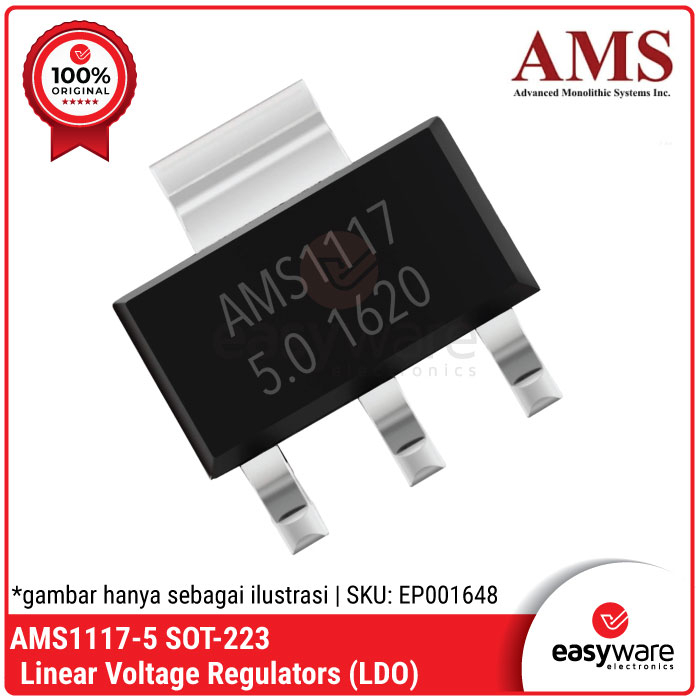 AMS1117-5 SOT-223 ORIGINAL AMS AMS1117 5V IC LDO Voltage Regulator