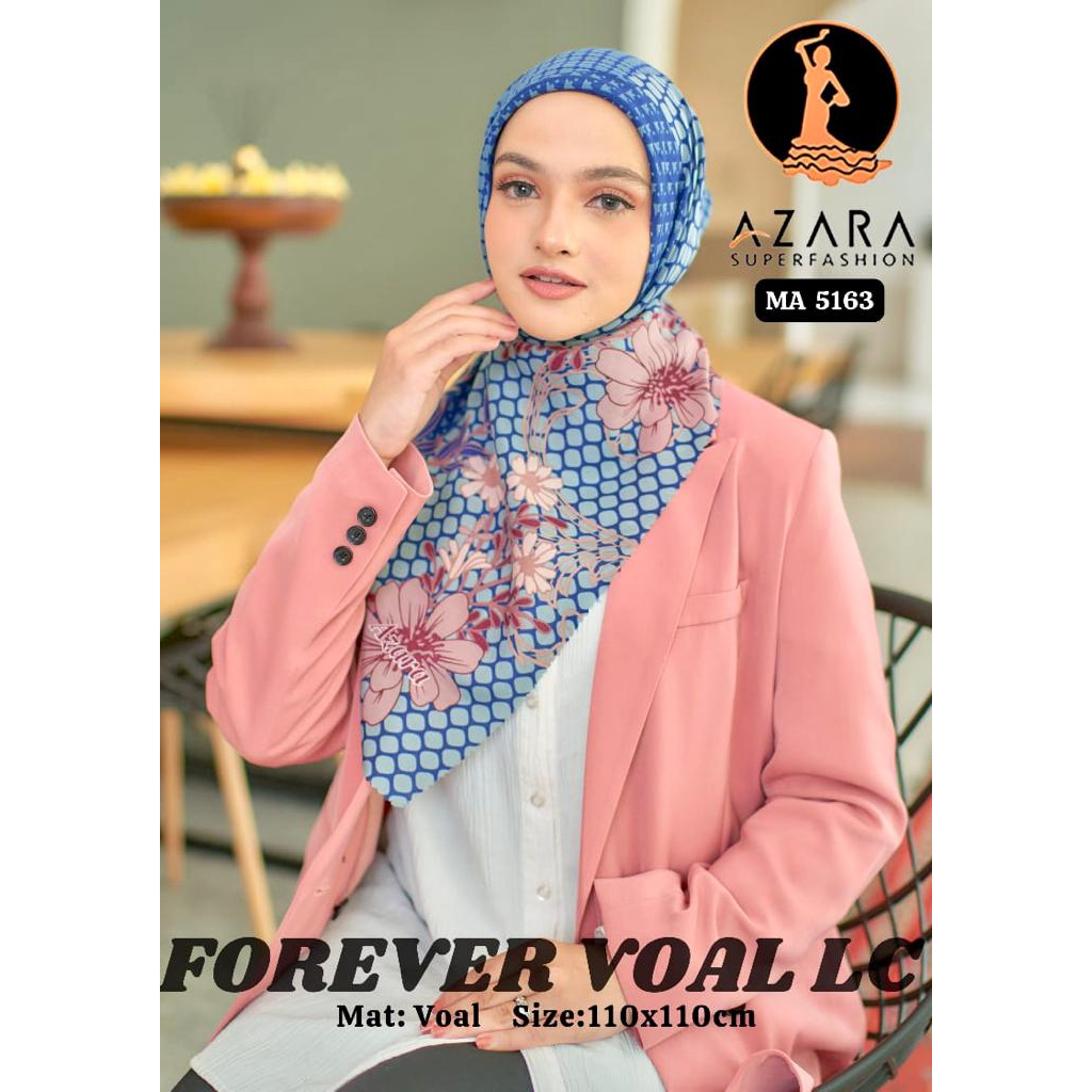 Azara Hijab Segiempat Forever Voal Motif Printing Lasercut Corak Terbaru