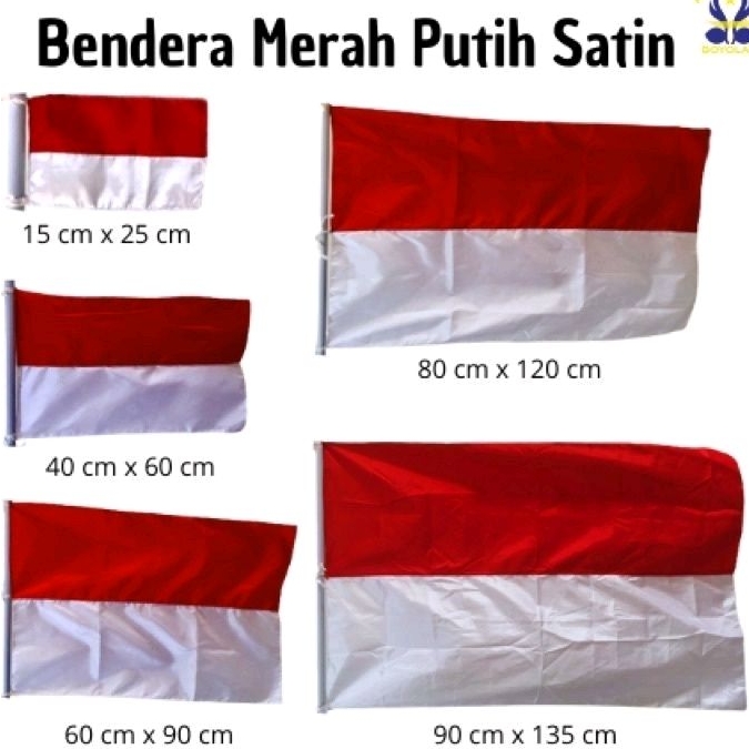 Bendera merah putih satin tahan cuaca bijian