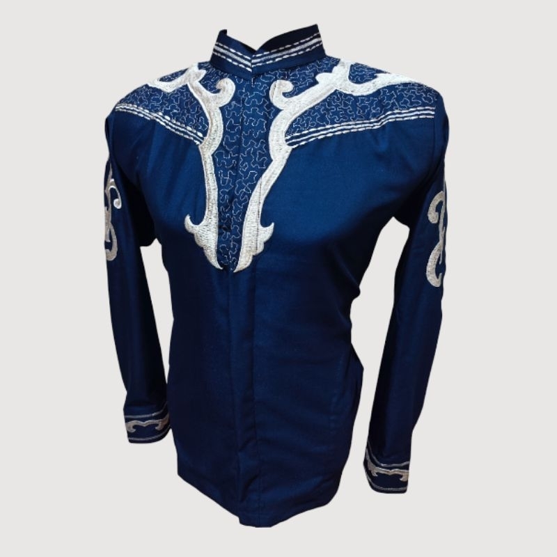 ( COD ) BAJU KOKO PRIA / MUSLIM PRIA / KEMEJA KOKO BORDIR ADDHIBA ARN NAVY