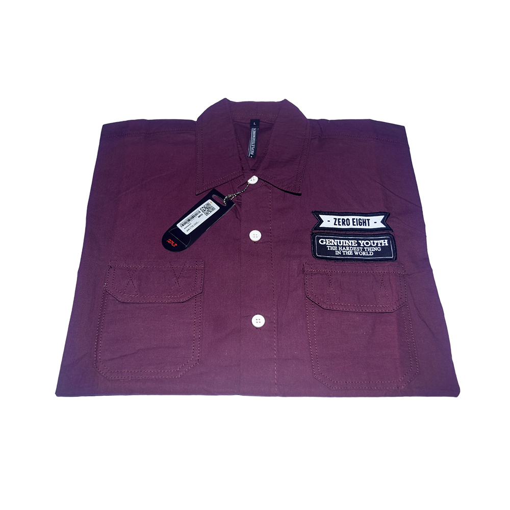 Kemeja Pria Lengan Pendek Keren Workshirt Basic Klasik Warna Marun Terbaru Distro Replate Original