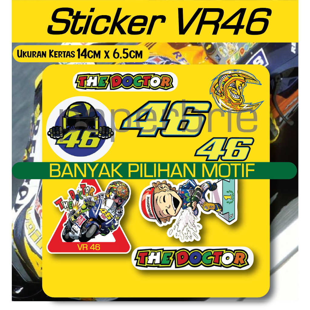 STIKER PACK ROSSI 14cm x 6.5cm sticker valentino rossi vr46 stiker vr46 the doctor thedoctor stiker motor