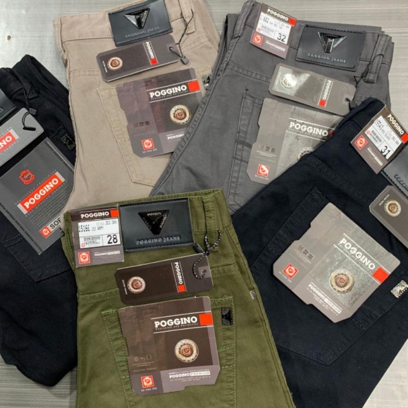 Celana Panjang Pria Katun Kanvas Poggino Original / Celana Katun Kanvas Pria Reguler