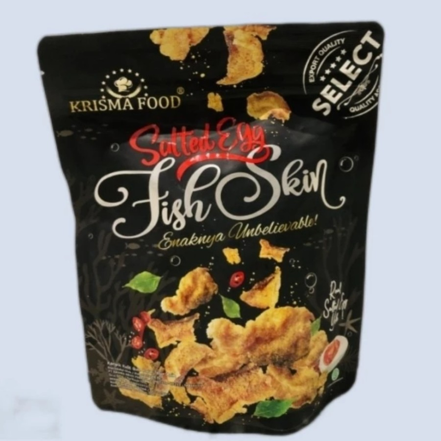 

Krisma Food Salted Egg Fish Skin 100 Gram Keripik Kulit Ikan Telur Asin Premium