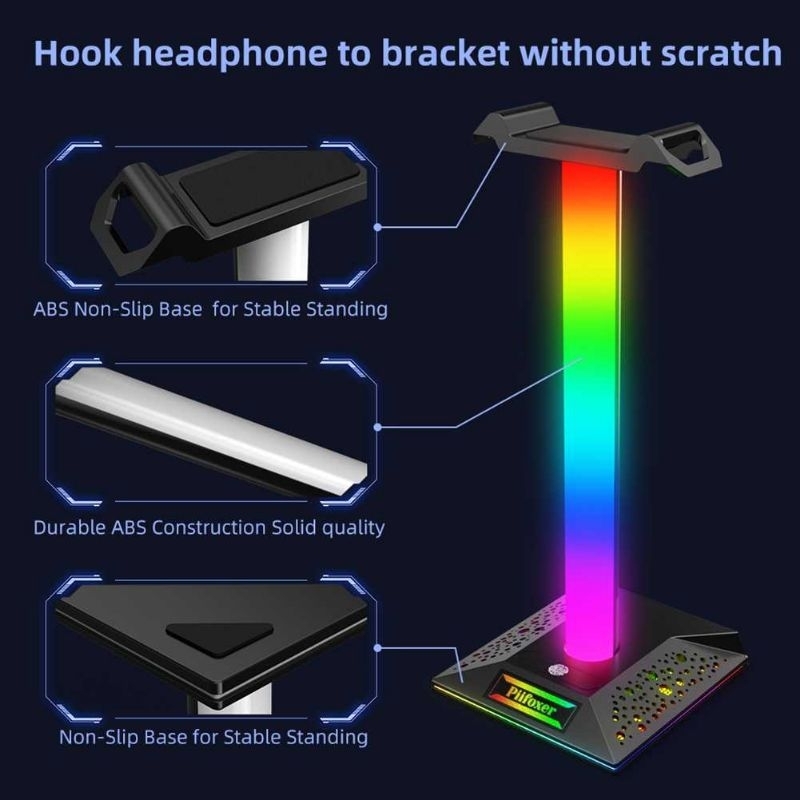 Piifoxer Gantungan Gaming Headphone Stand Hanger RGB USB 281mm - EB02