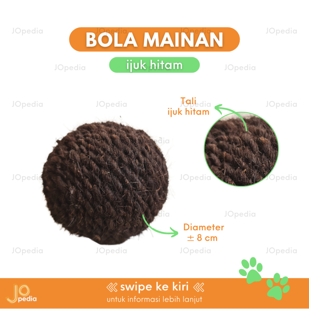 BOLA MAINAN Kucing Sabut Kelapa Ijuk Hitam Mainan Gigit Anjing Pet Toy