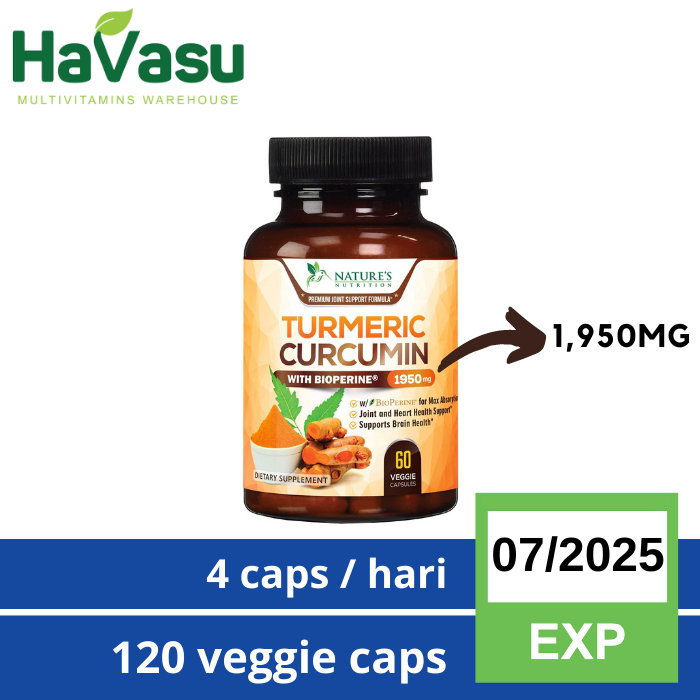 Nature's Natures Nutrition Turmeric Curcumin 1950mg OR 2600mg with With Bioperine