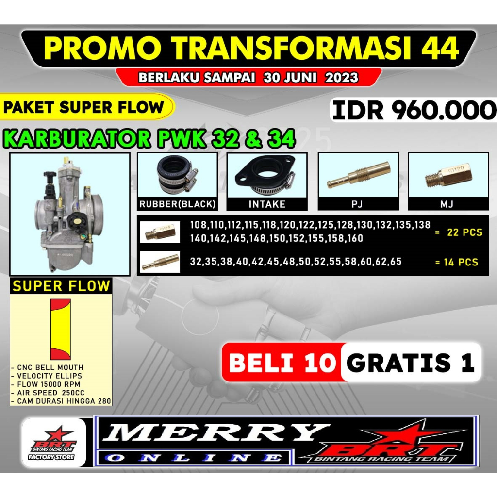 Super Flow BRT Karburator Karbu PWK 32 PWK 34