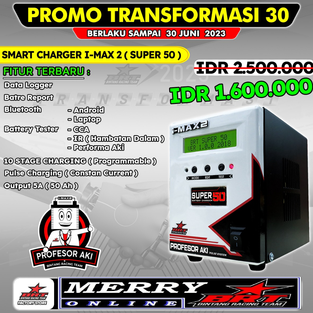 SMART CHARGER IMAX I MAX I-MAX 2 BRT 5A 50AH Cas Aki Accu