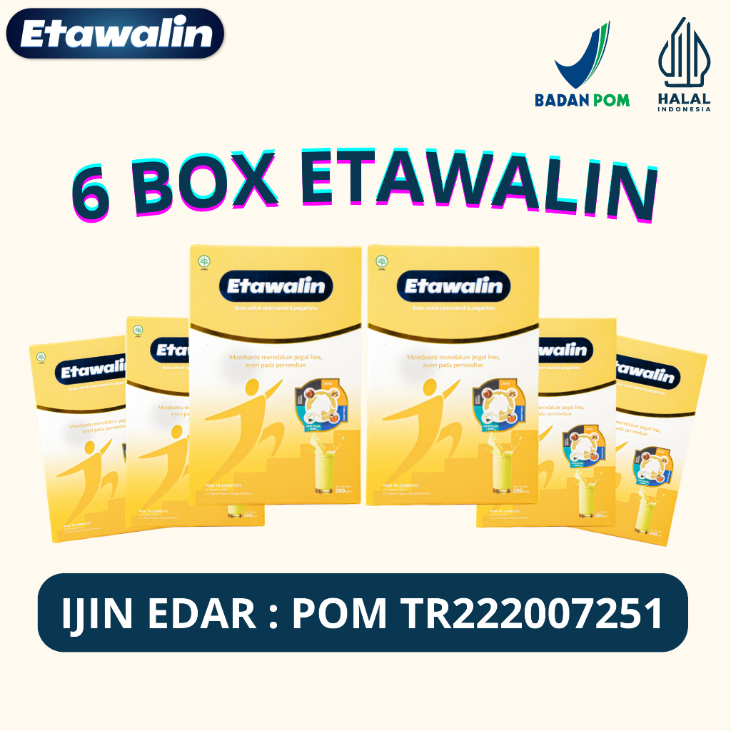 

6 Box Etawalin - Mengatasi Saraf Kejepit, Asam Urat, Osteoporosis, Rematik, Pegal Linu, Susu Kesehatan Keluarga Vitamin Nutrisi Tulang Sendi Anda