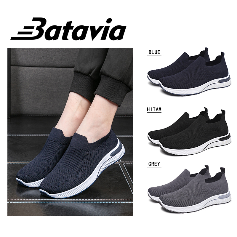 Batavia fashion sepatu sneakers pria sepatu rajutan bernapas sepatu olahraga fashion kasual black sepatu olahraga pria sepatu joging pria dewasa sepatu olahraga sepatu sepatu pria sepatu pria ringan B19