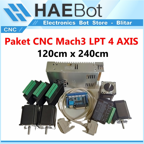 [HAEBOT] Paket CNC Mach3 LPT Set 4 Breakout Pararel TB6600 Nema 23 1.89Nm Plasma Stepper PSU LPT Rou