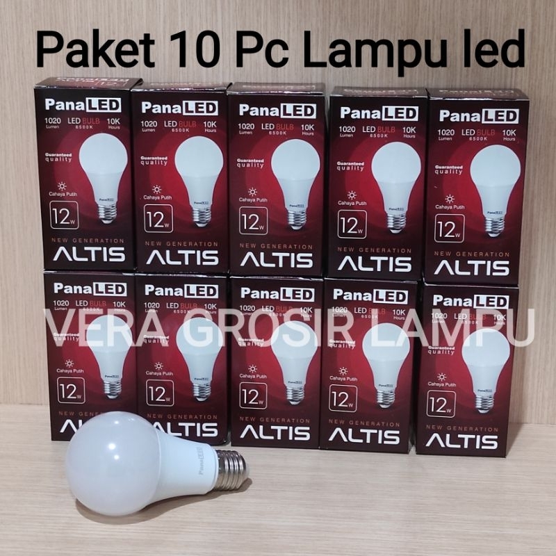 Paket 10 pc Lampu led bulb PANALED ALTIS 12W cahaya putih E27 6500K