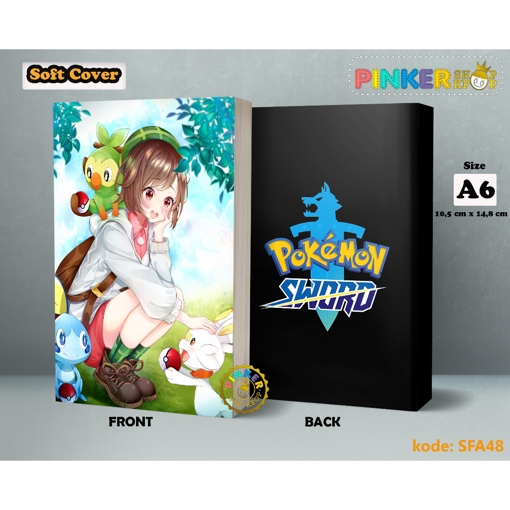 

(SFA48) Pocket Note Scorbunny, Grookey, Sobble, Pokemon Sword and Shield, Female, Pokemon Trainer Softcover A6/A5 Buku Tulis catatan Notes Agenda Planner Jurnal