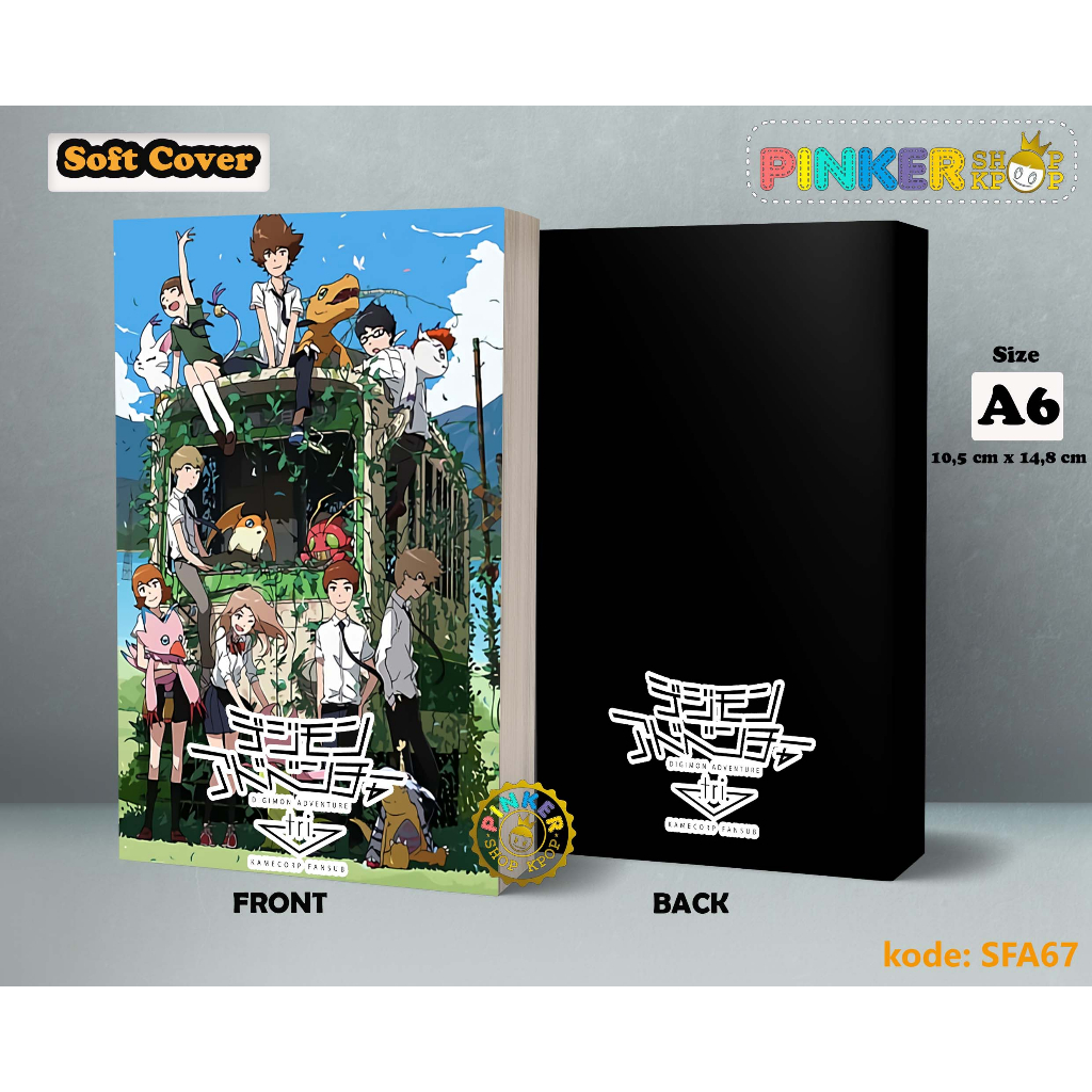 

(SFA67) Pocket Note Anime Digimon Adventure Tri Character Softcover A6/A5 Buku Tulis catatan Notes Agenda Planner Jurnal