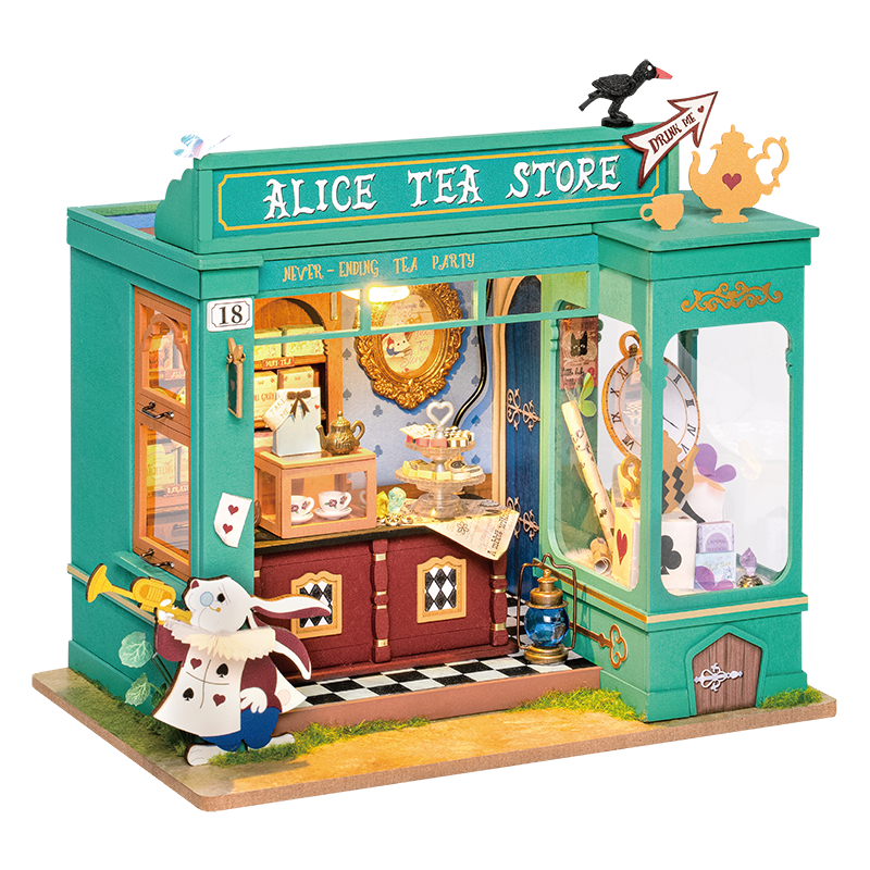 Robotime Rolife Diy Rakit Miniature Miniatur Dollhouse Rumah Boneka Wooden Puzzle Craft Furniture Alice'S Tea Store