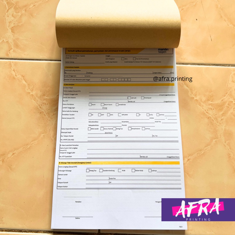 

Buku Formulir Aplikasi AP3k Kredit Bank Mandiri