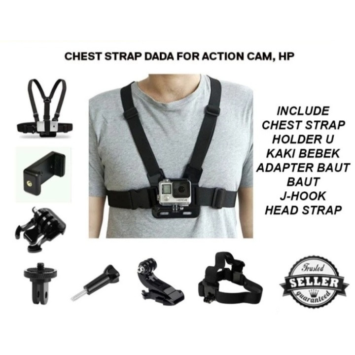 Chest Strap Holder HP Tali Dada Handphone &amp; Mount Kamera Body Belt Holder HP