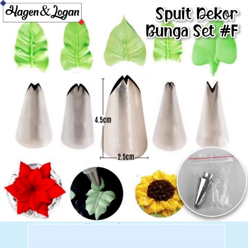spuit bunga set F / spuit kue / spuit daun