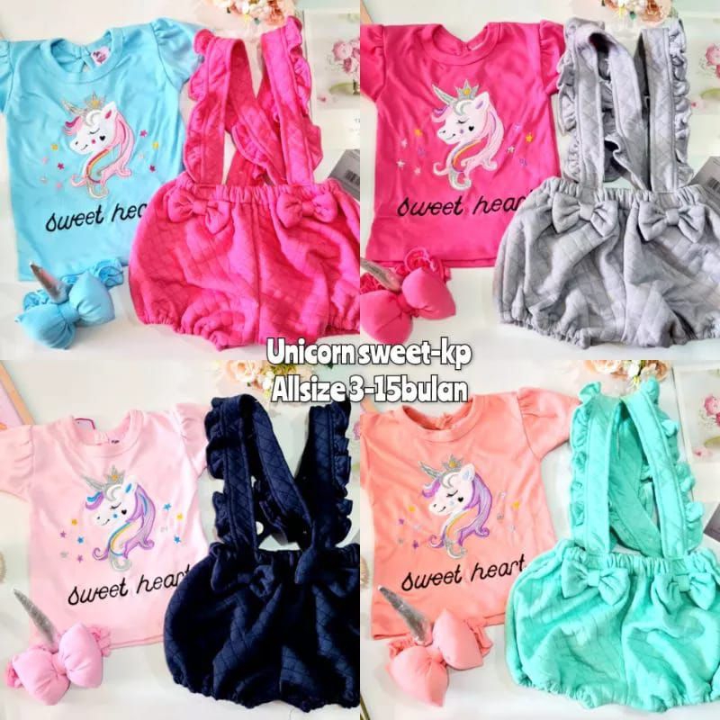 [0-18 bulan] Setelan bayi GI103 Baju bayi Perempuan Celana kodok Jumpsuit overall / Setelan Overall Anak Perempuan lucu FREE BANDO / SETELAN BAJU KAOS DAN OVERALL KODOK MOTIF UNICORN LUCU BESTSELLER FASHION ANAK BAYI CEWEK PERGI JALAN