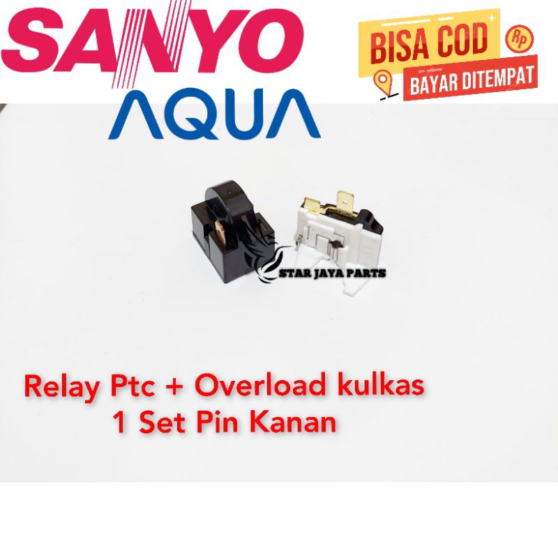 Relay ptc overload kulkas Sanyo Aqua Pin Kanan 1 dan 2 Pintu