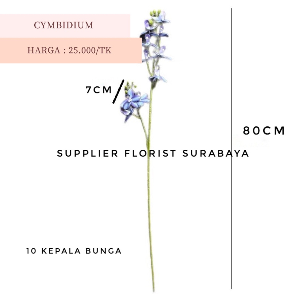 [10 KEPALA] BUNGA PALSU ANGGREK CYMBIDIUM KECIL BAHAN LATEX REAL TOUCH ARTIFICIAL FLOWER BUNGA HIAS PAJANGAN DEKORASI DECORATION DESIGN DESAIN WEDDING FLOWER FLORIST DIY ORCHID CABANG 2