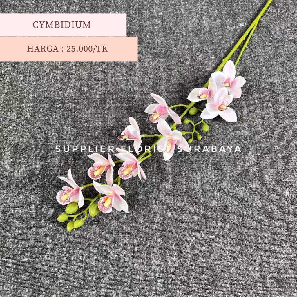 [10 KEPALA] BUNGA PALSU ANGGREK CYMBIDIUM KECIL BAHAN LATEX REAL TOUCH ARTIFICIAL FLOWER BUNGA HIAS PAJANGAN DEKORASI DECORATION DESIGN DESAIN WEDDING FLOWER FLORIST DIY ORCHID CABANG 2