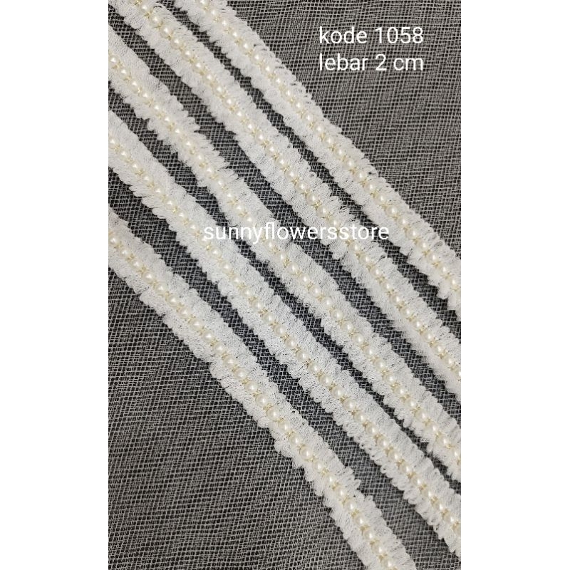 Renda Monte 5 mm putih lebar 2 cm isi 90 cm