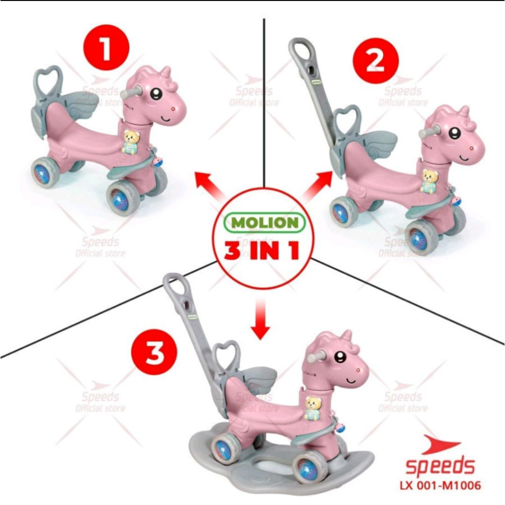 Happy Play 3 in 1 Rocking Horse. Mainan kuda-kudaan Balance Bike 3in1 Rocking Horse Ride On M1006