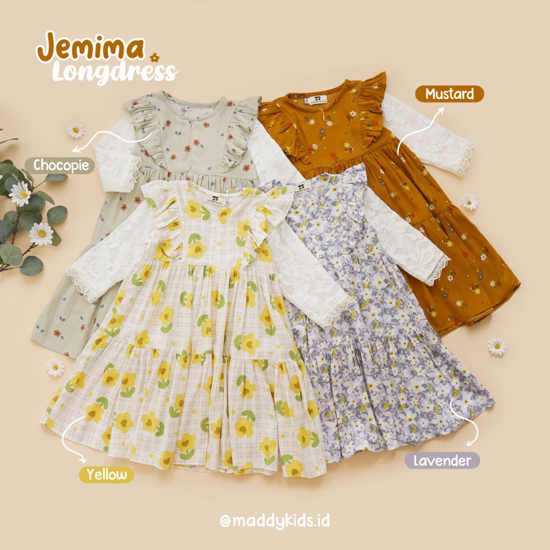 JEMIMA LONGDRESS BY MADDYKIDS dress anak perempuan 1-10tahun dress terbaru dress couple ibu dan anak