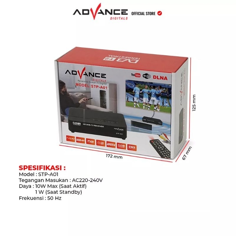 Advance STB Set Top Box TV Digital Receiver DVB-T2 STP A01