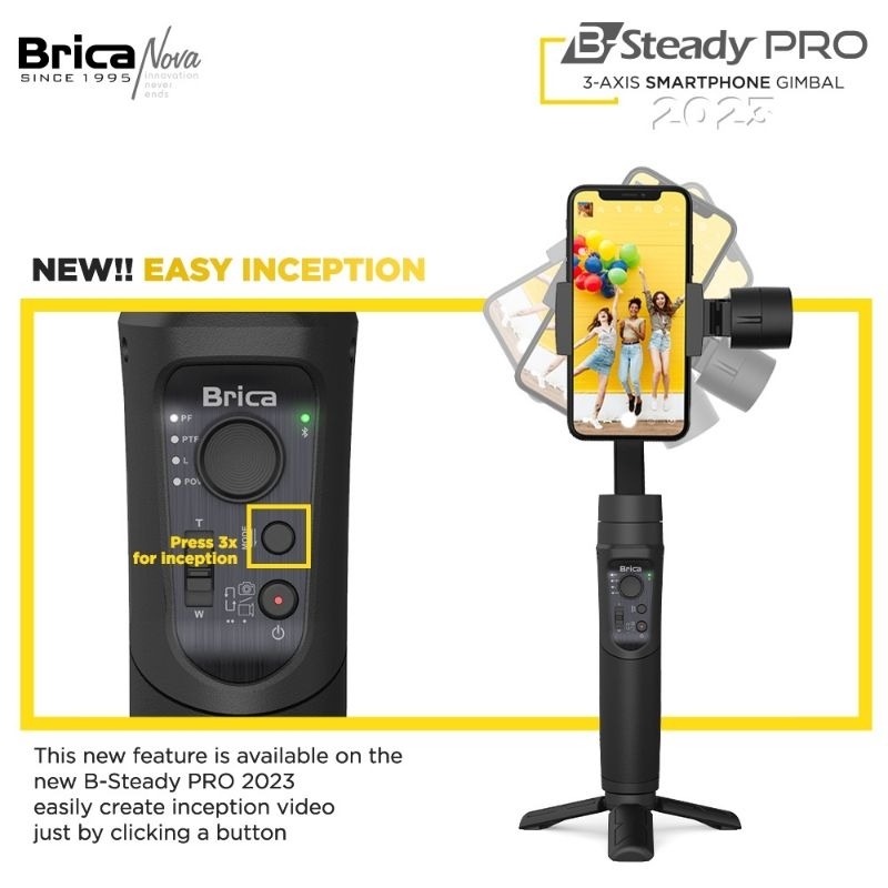 Brica B-Steady PRO 2023 - 3 Axis Smartphone &amp; Action Cam Gimbal