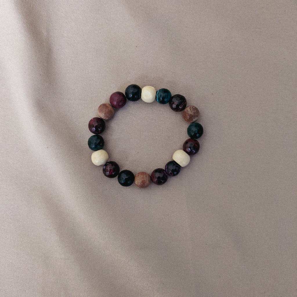 Gelang Aromaterapi Batu Agate Manik Kayu