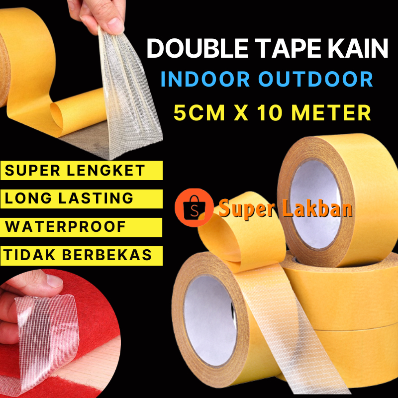 Double Tip Kuat Tahan Cuaca Indoor Outdoor Super Lengket Lakban Serat Fiber Filament Grid Serbaguna