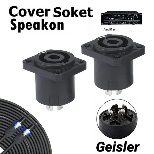 Socket Spikon Kecil GESILER Female Soket Box 4 Pin Speacon Terminal Speakon Kotak Segi Empat