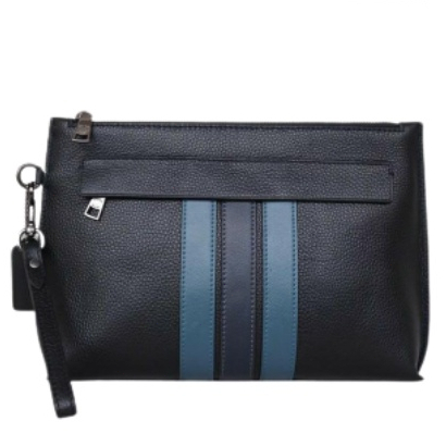 [Instant/Same Day]Coach Men 31514 Carryall Pouch Full Leather With Varsity Stripe  snb