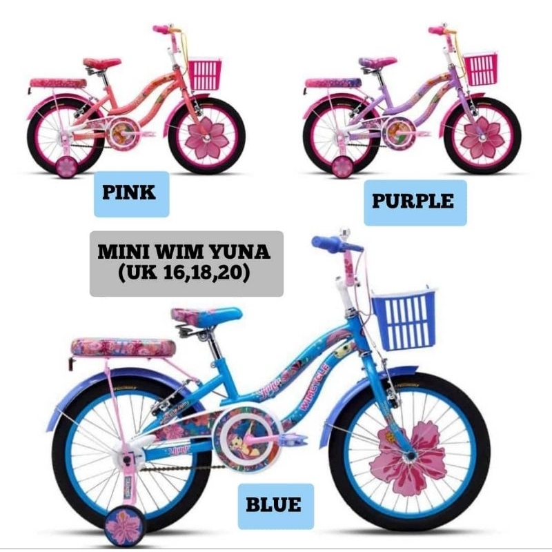 SEPEDA ANAK PEREMPUAN MINI 16 / 18 / 20 INCH WIMCYCLE YUNA / CLARA CITYBIKE ANAK KERANJANG SNI MURAH