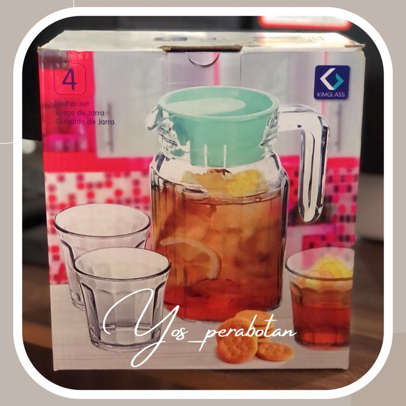 Teko set/ Teko mini 4 in 1/ teko set kimglass/ Gelas Kado Murah/ Teko dan Gelas Hadiah