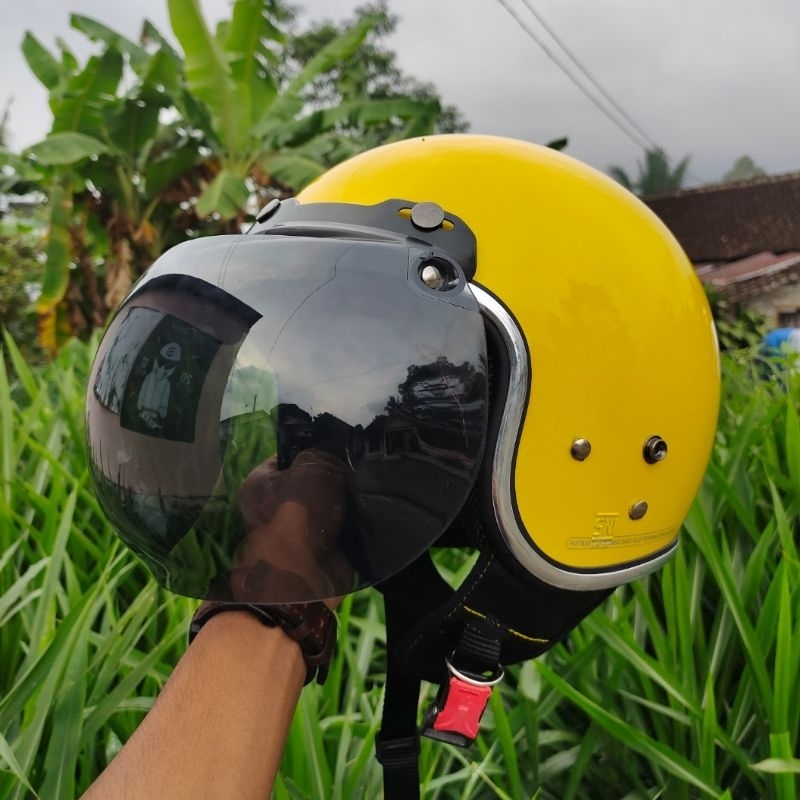 HELM BOGO DEWASA SNI KACA DATAR FULL LEHER PRIA WANITA DEWASA