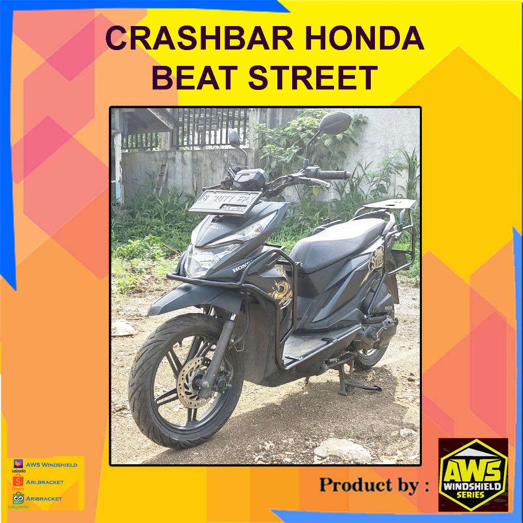Crashbar honda beat street dan bracket lampu